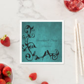 Aquamarine Lovebirds Wedding Napkins Serviette (Beispiel)