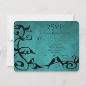 Aquamarine Lovebirds Wedding RSVP Card Karte (Vorderseite)