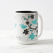 Aquamarine Lovebirds Zwei-Tone-Kaffee-Tasse Zweifarbige Tasse (VorderseiteRechts)