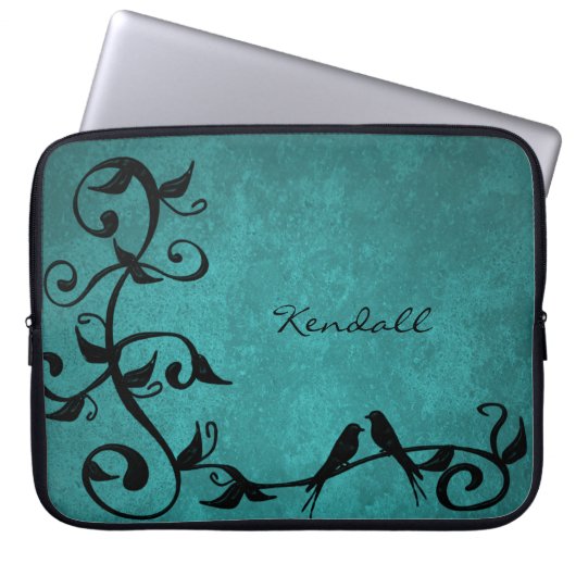 Aquamarine Lovebirts Personalisierter Laptop-Sieb Laptopschutzhülle (Vorderseite)