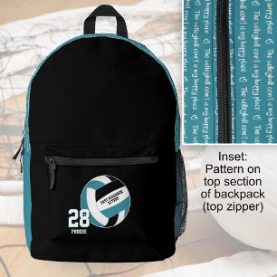 aquamarine Mädels in Volleyballmannschaftsfarben Bedruckter Rucksack