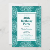 Aquamarine Mandala Blume 40. Geburtstag