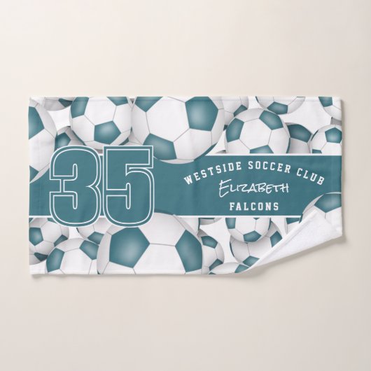 aquamarine Mannschaftsfarben Viele Fußballbälle Handtuch (Handtuch)