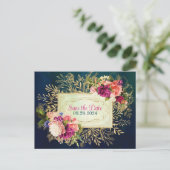 Aquamarine, Marine, Green, Gold kühne Florals Save Postkarte (Stehend Vorderseite)