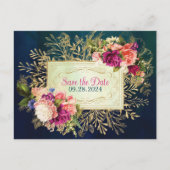 Aquamarine, Marine, Green, Gold kühne Florals Save Postkarte (Vorderseite)