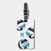 aquamarine Marinemädchen Jungen Volleyballmannscha Gepäckanhänger (Vorderseite vertikal)