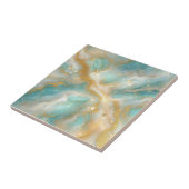 Aquamarine Marmor Gold Glitzer Venen und Wirbel Fliese (Seite)