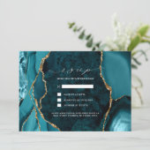 Aquamarine, Marmor- und Goldmedaille Hochzeitsfeie Einladung (Stehend Vorderseite)