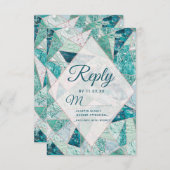 Aquamarine Marmordreiecke Moderne Hochzeitsrampe RSVP Karte (Vorne/Hinten)