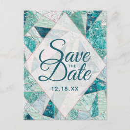 Aquamarine Marmordreiecke Save the Date Ankündigungspostkarte