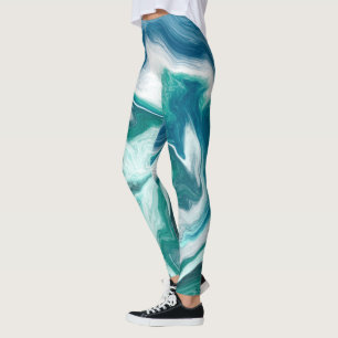Aquamarine Marmorflüssigkeit Leggings