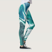 Aquamarine Marmorflüssigkeit Leggings (Rechts)