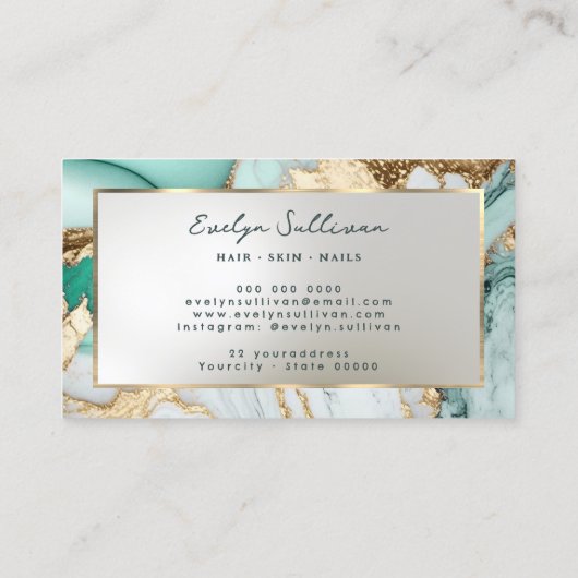 aquamarine Marmorkarte Visitenkarte (Rückseite)