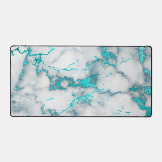aquamarine Marmorstruktur Schreibtischunterlage (Vorderseite)