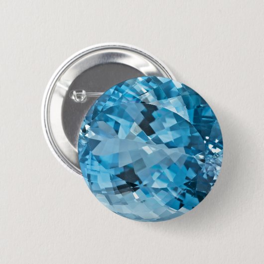 Aquamarine März Birthstone Button (Vorne & Hinten)