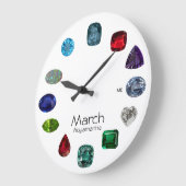 Aquamarine, März Birthstone Große Wanduhr (Winkel)