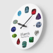 Aquamarine, März Birthstone Große Wanduhr (Winkel)