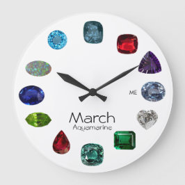 Aquamarine, März Birthstone Große Wanduhr