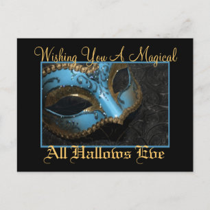 Aquamarine Maskenmaske Halloween Postkarte