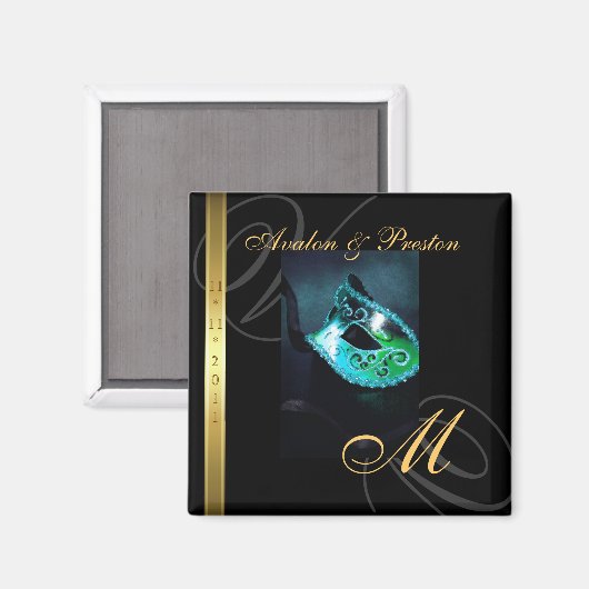 Aquamarine Maskenmaske "Swirl" speichert das Datum Magnet (Vorderseite/Rückseite)