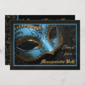 Aquamarine Maskerade Ball Halloween Einladung (Vorne/Hinten)