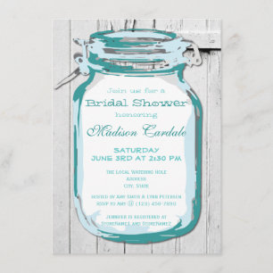 Aquamarine Maurer-Glas-Scheunen-hölzerne Einladung