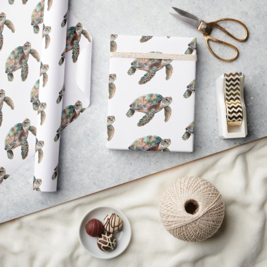 Aquamarine Meeresschildkröte Geschenkpapier (Kunsthandwerk)