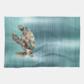 Aquamarine Meeresschildkröte Geschirrtuch (Horizontal)