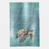 Aquamarine Meeresschildkröte Geschirrtuch (Vertikal)