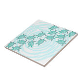 Aquamarine Meeresschildkröten auf Wirblen Streifen Fliese (Seite)