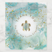 aquamarine Meeresschildkrötengestaltung Weinetikett (Einzelnes Label)