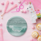 Aquamarine Meereswellen am Strand Pappteller (Party)