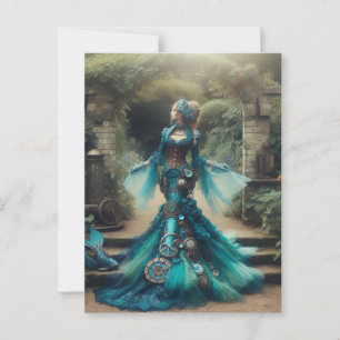 Aquamarine Meerjungfrau Steampunk Vintage Viktoria Postkarte