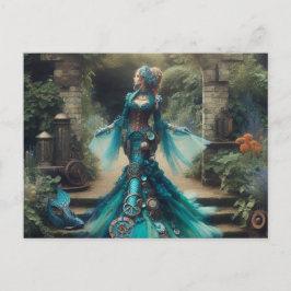 Aquamarine Meerjungfrau Steampunk Vintage Viktoria Postkarte