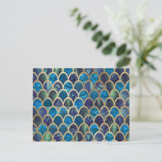 Aquamarine Meerjungstabellen Postkarte (Stehend Vorderseite)