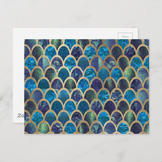 Aquamarine Meerjungstabellen Postkarte (Vorne/Hinten)