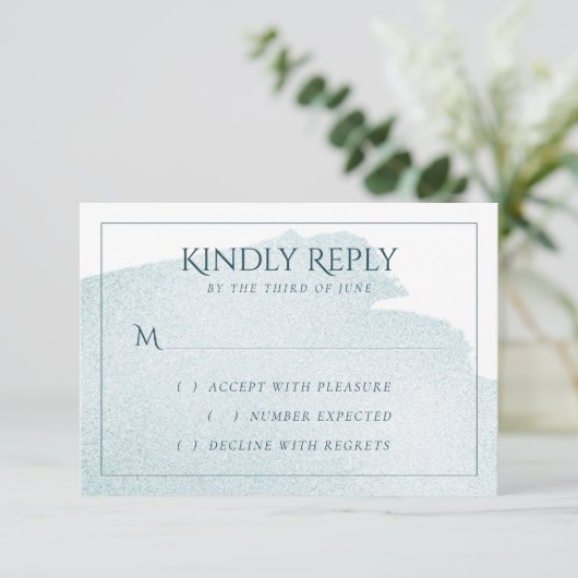 Aquamarine Menge | Ausgereifter Wasserfarbenstrom RSVP Karte (Stehend Vorderseite)