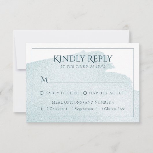 Aquamarine Menge | Ausgereiftes Watercolor Entree RSVP Karte (Vorderseite)