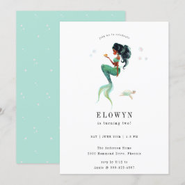 Aquamarine Mermaid Birthday Party Einladung