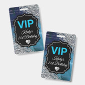 Aquamarine Mermaid Letters Silver Glitzer Geburtst Ausweis (Vorder- & Rückseite)