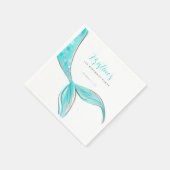 Aquamarine Mermaid Schwanz Geburtstagspapier Napki Serviette (Ecke)