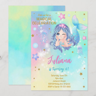 Aquamarine Mermaid zum Geburtstag Einladung
