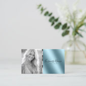 Aquamarine Metallic Custom moderne Business Card Visitenkarte (Stehend Vorderseite)