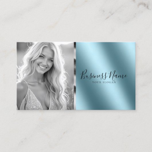 Aquamarine Metallic Custom moderne Business Card Visitenkarte (Vorderseite)