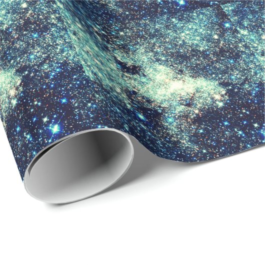 Aquamarine Milchstraße Geschenkpapier (Rolleneckpunkt)