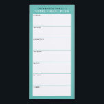 Aquamarine Minimalistische Einfache Familienplanun Magnetischer Notizblock<br><div class="desc">Schreiben Sie Ihre Abendessen auf diesem Magnettafel, damit Sie die wöchentlichen Mahlzeiten ganz einfach planen und auf Ihren Kühlschrank, Ihre Pantry-Tür oder Ihr Kommandozentrum legen können. Die schlichte, moderne Gestaltung in aquamarin-blau, schwarz und weiß mit serifenlosen Schriftart wird jedem visuell organisierten Feinschmecker gefallen. Personalisieren Sie den Namenstext an der Spitze...</div>