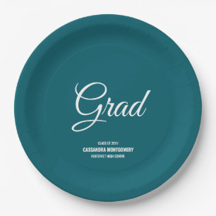 Aquamarine Minimalistische Moderne Graduierungspar Pappteller