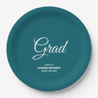 Aquamarine Minimalistische Moderne Graduierungspar Pappteller