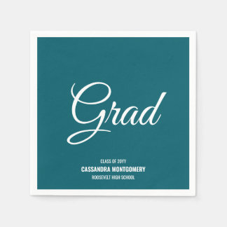 Aquamarine Minimalistische Moderne Graduierungspar Serviette