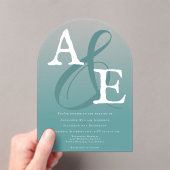 Aquamarine Minimalistische Monogramm-Hochzeit Acryleinladungen (Insitu (Handheld))